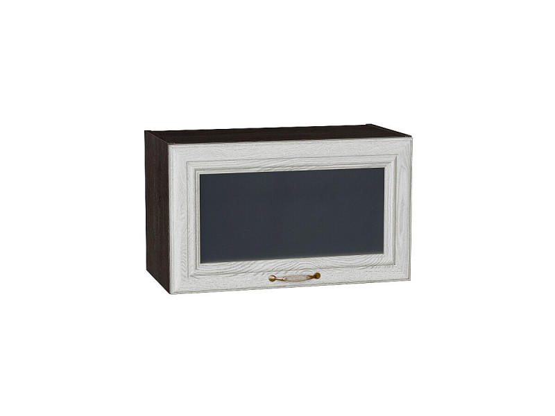 358*600* Шкаф верхний горизонтальный остекленный Шале White Dreamline Graphite