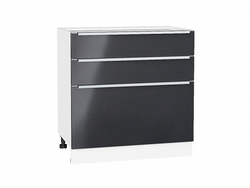 816*800* Шкаф нижний с 3-мя ящиками Фьюжн Anthracite Белый