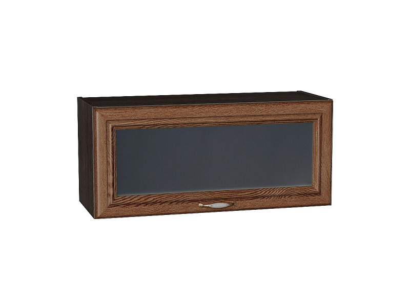 358*800* Шкаф верхний горизонтальный остекленный Шале Brown Dreamline Graphite
