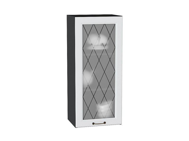920*400* Шкаф верхний с 1-ой остекленной дверцей Ницца Белый Graphite